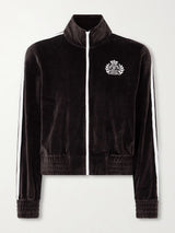 Elio Embroidered Cotton-Velour Track Jacket