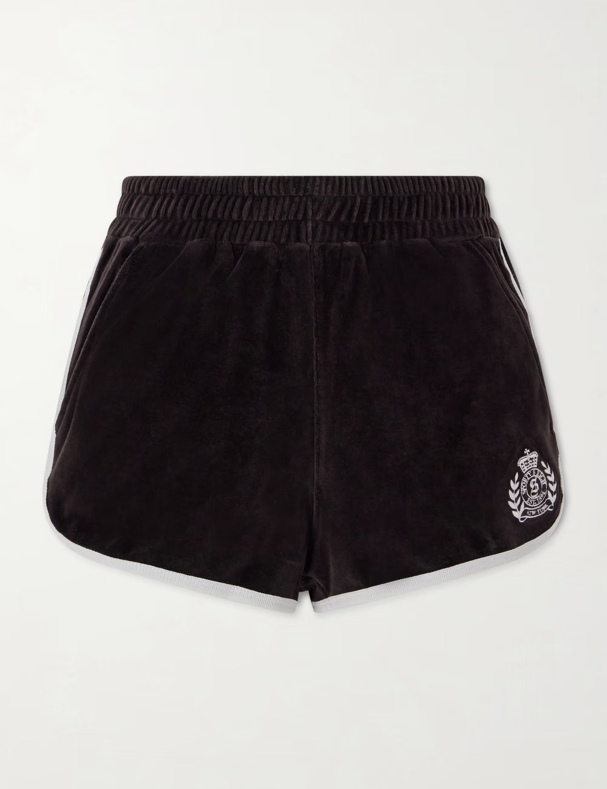 Brown shorts with a logo on a white background