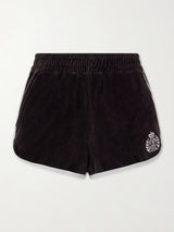 Embroidered Cotton-Velour Shorts